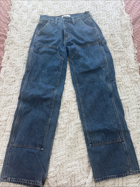 Abercrombie & Fitch Denim - Abercrombie & Fitch Women's Curve Love Slouchy Carpenter Dark Blue Jeans